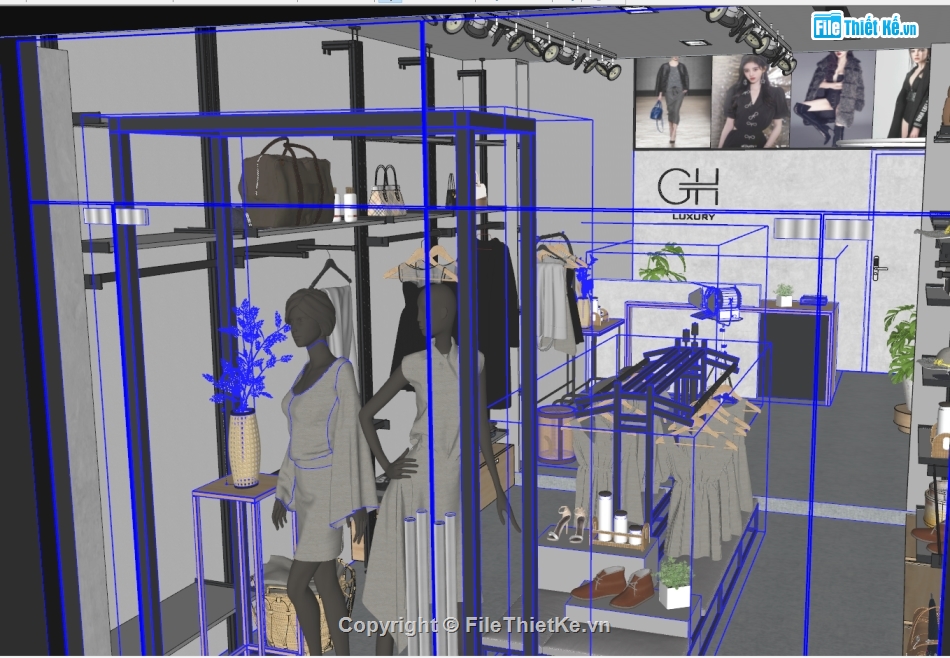 file sketchup shop thời trang,sketchup shop quần áo,model su shop quần áo,Model Shop thời trang,Sketchup shop quần áo